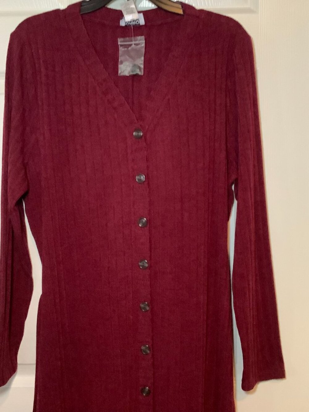 Monroe & Main Vintage Stitch burgundy sweater dress with ruffle bottom